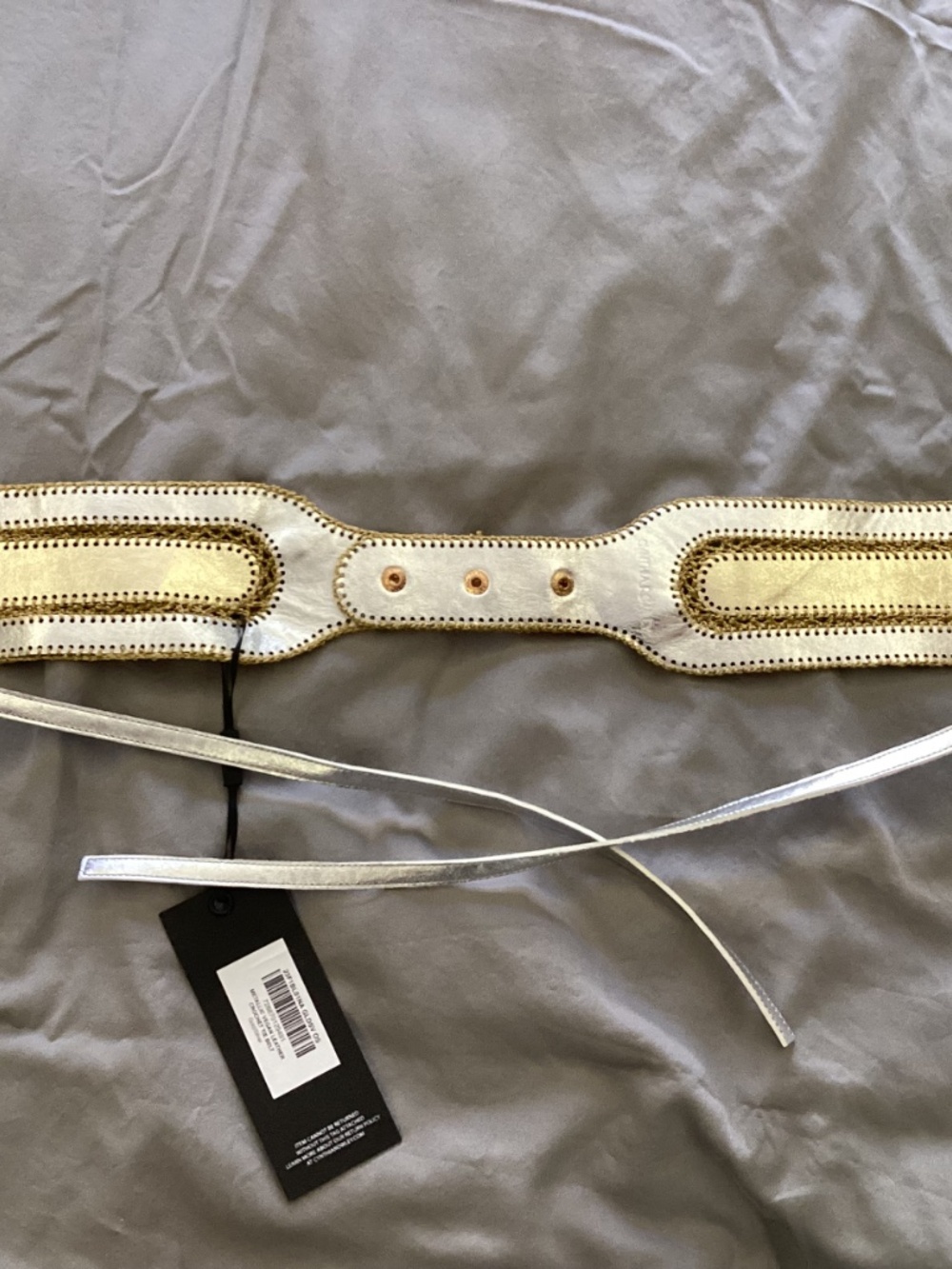 Cynthia Rowley Metallic Vegan Leather Belt - Picture 8 of 13